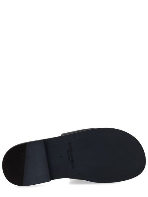 LEATHER SLIDE WITH LOGO