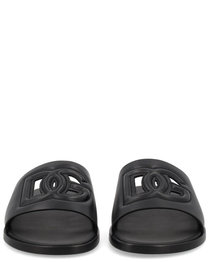 LEATHER SLIDE WITH LOGO