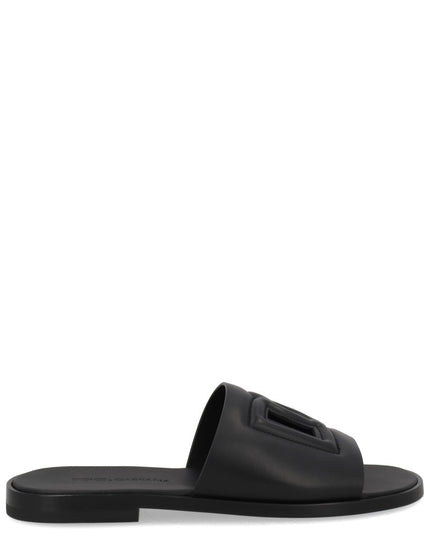 LEATHER SLIDE WITH LOGO
