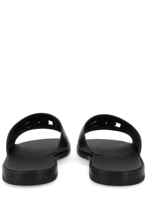 LEATHER SLIDE WITH LOGO