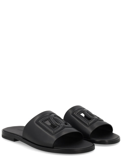 LEATHER SLIDE WITH LOGO
