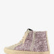 Leather sneakers with all-over glitter detail