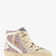 Leather sneakers with all-over glitter detail