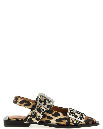 'Leopard Satin Feminine Buckle' slingback