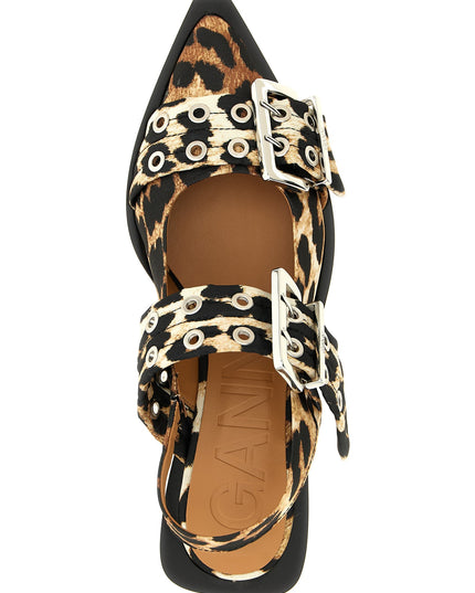 'Leopard Satin Feminine Buckle' slingback
