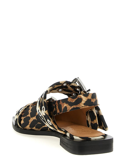 'Leopard Satin Feminine Buckle' slingback