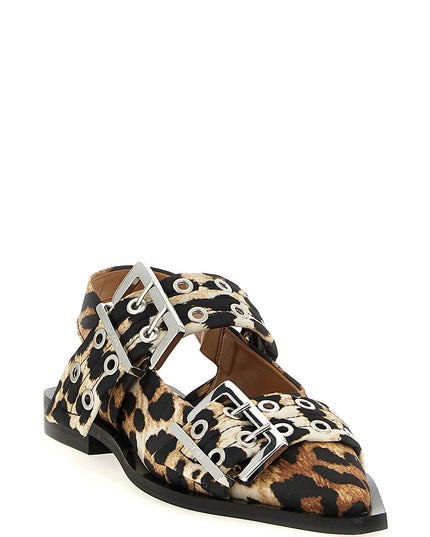 'Leopard Satin Feminine Buckle' slingback