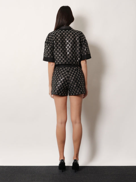 Lightweight Lamé Wool Tweed Shorts