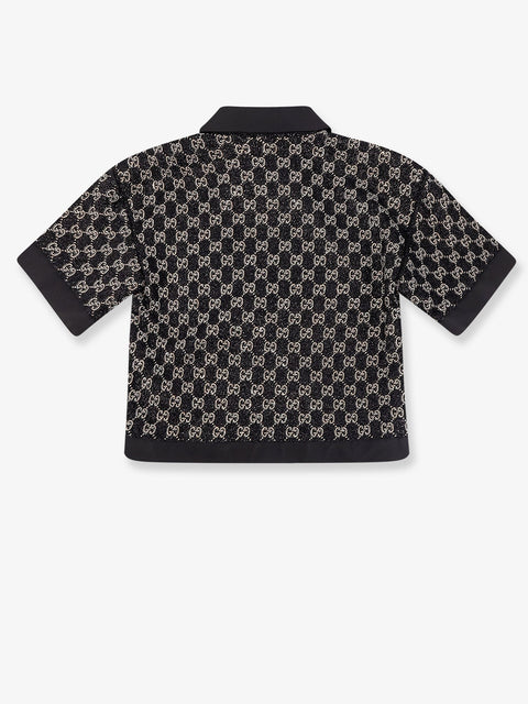 Lightweight lamé wool tweed top