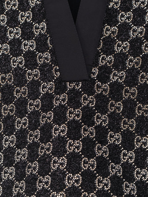 Lightweight lamé wool tweed top