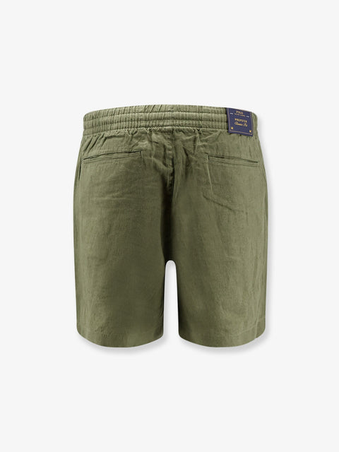Linen bermuda shorts with embroidered logo