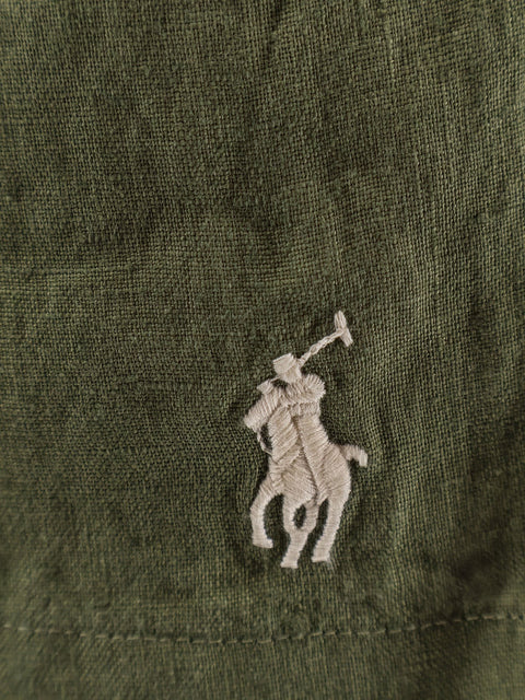 Linen bermuda shorts with embroidered logo
