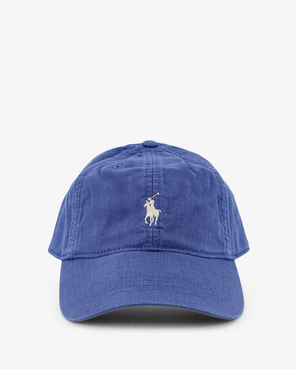 Linen hat with embroidered logo on the front