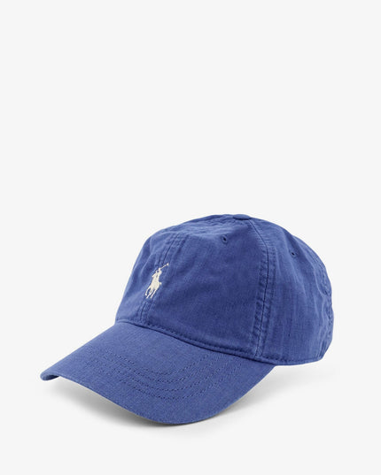 Linen hat with embroidered logo on the front