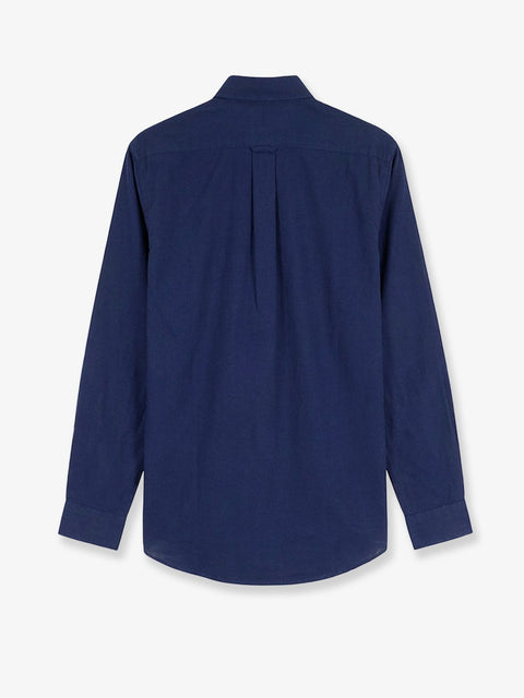 Linen shirt with embroidered logo on the front
