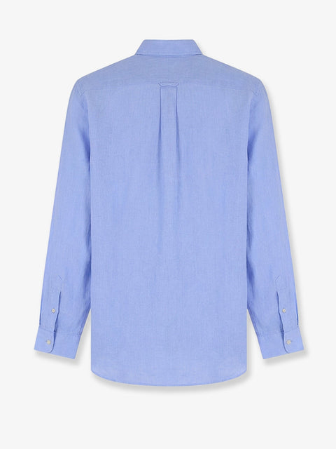 Linen shirt with embroidered logo on the front