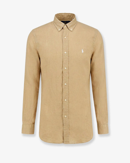 Linen shirt with logo embroidery