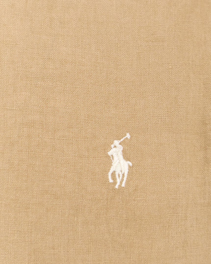 Linen shirt with logo embroidery