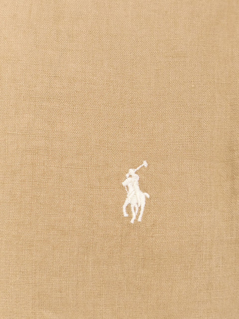 Linen shirt with logo embroidery