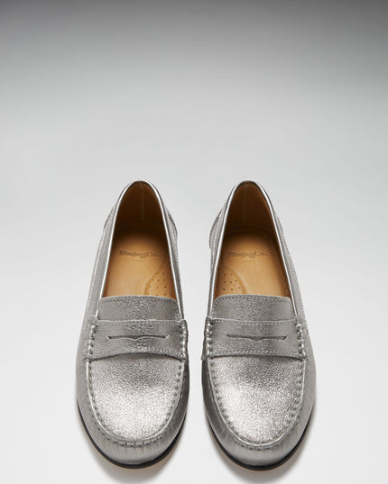 Penny Loafers – Titanium Metallic Leder | Ledersohle