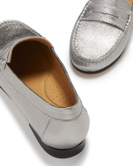 Penny Loafers – Titanium Metallic Leder | Ledersohle