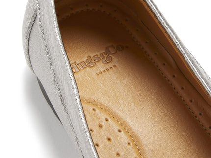 Women's Penny Loafers Leather Sole, titanium metallic leather
