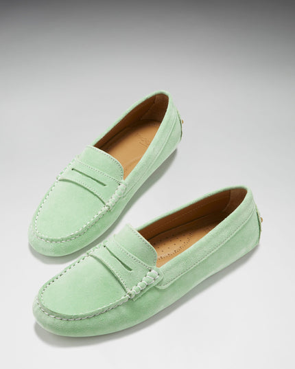 Penny Driving Loafers – Lagoon Green Wildleder
