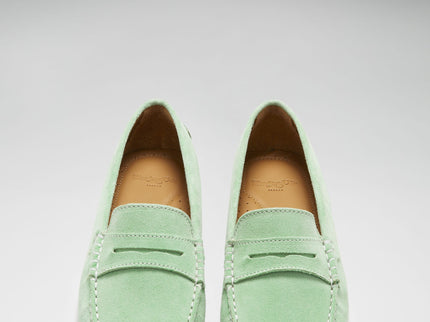 Women's Penny Driving Loafers, lagoon green suede