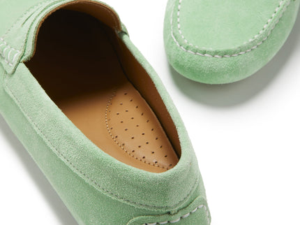 Women's Penny Driving Loafers, lagoon green suede