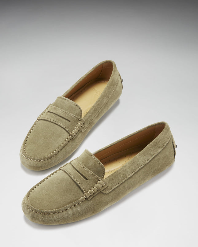 Hugs & Co. Penny Driving Loafers – Truffle Wildleder