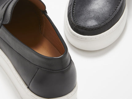 Slip-on Sneaker Loafers, black leather