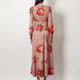 Long silk dress with Bouquet Rose print