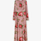 Long silk dress with Bouquet Rose print