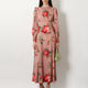 Long silk dress with Bouquet Rose print