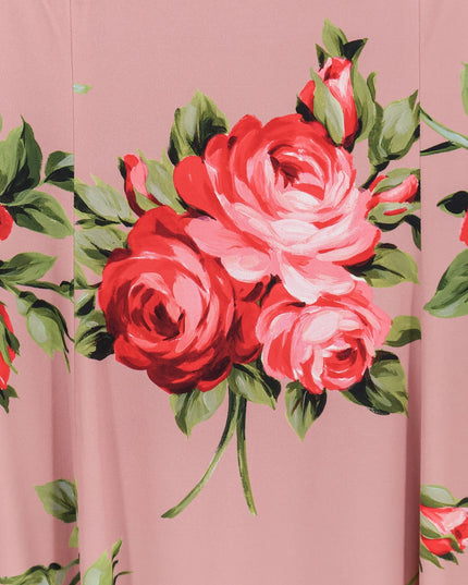 Long silk dress with Bouquet Rose print