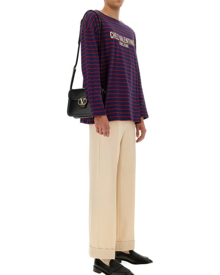 LONG SLEEVE T-SHIRT WITH "CHEZ VALENTINO" PRINT