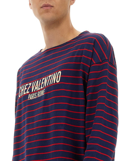 LONG SLEEVE T-SHIRT WITH "CHEZ VALENTINO" PRINT