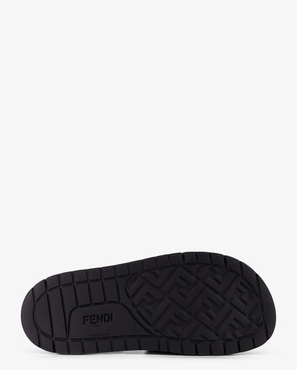Low leather sandals with FF jacquard insert