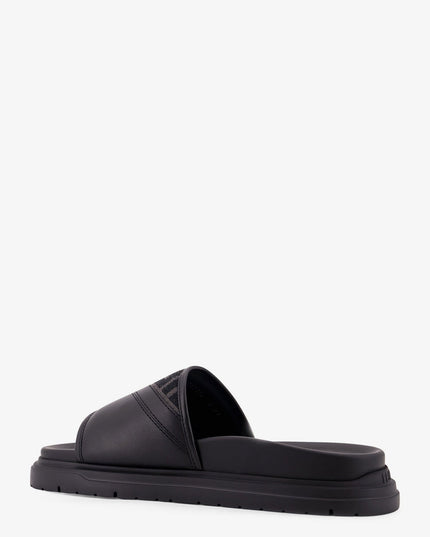 Low leather sandals with FF jacquard insert
