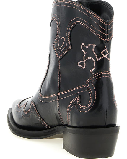 'Low Shaft Embroidered Western' ankle boots