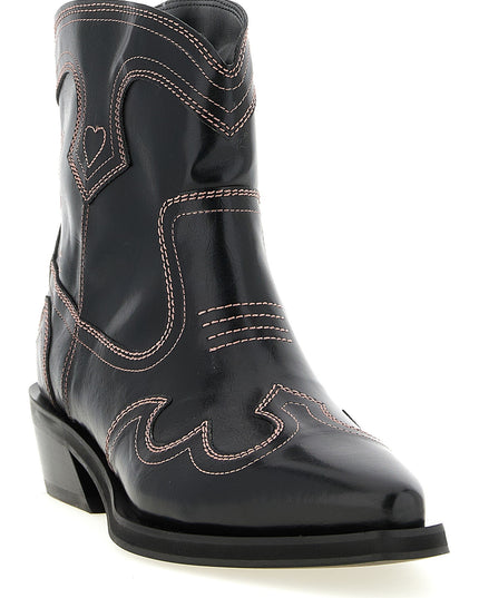 'Low Shaft Embroidered Western' ankle boots