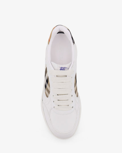 Low-top leather sneakers with Check inserts