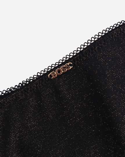 Lurex thong tripack with lace trim