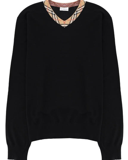 MAGLIA IN LANA MERINO CON SCOLLO "CHECK"