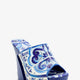 Maiolica print shiny leather sandals