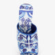 Maiolica print shiny leather sandals