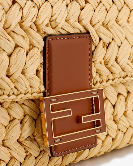 Mamma Baguette Medium raffia crossbody bag
