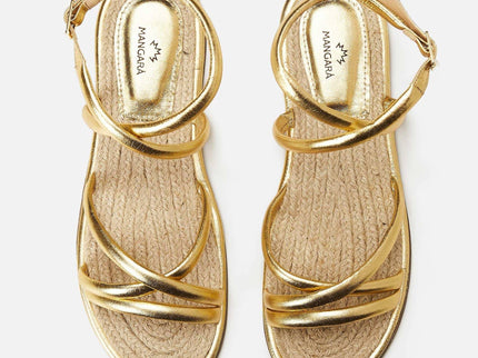 Angico Gold Leather Flat Sandals