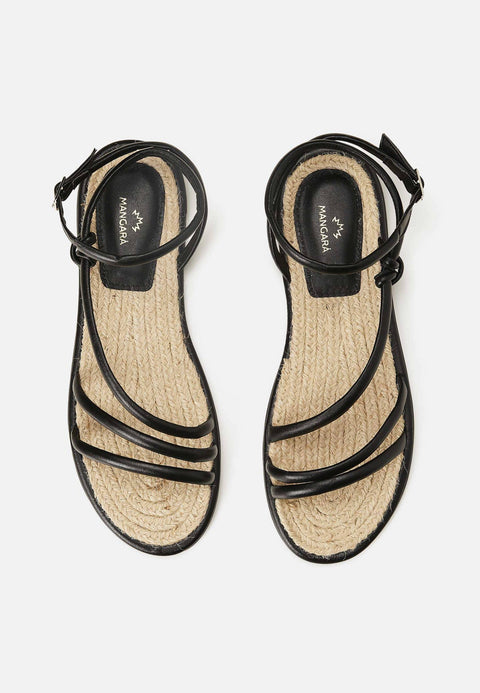 Mangará Schwarze Angico-LEDERRIEMENSANDALEN