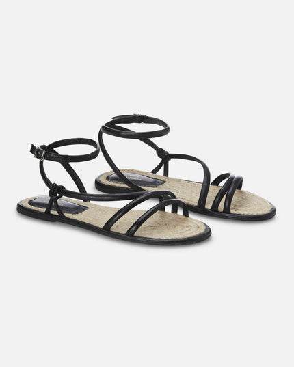 Angico Leder-Riemchensandalen Schwarz